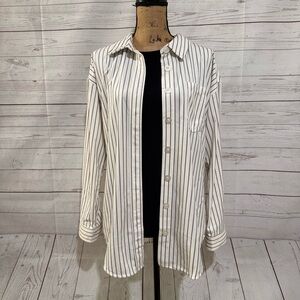 Maurices Cream and Black Striped Top